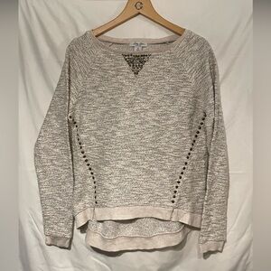Cream colored sweater with gold thread and studs, Lucky Lotus California brand